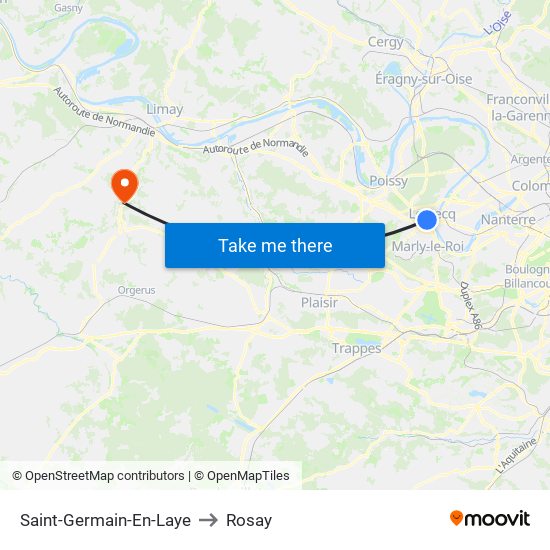 Saint-Germain-En-Laye to Rosay map