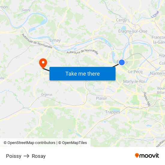 Poissy to Rosay map