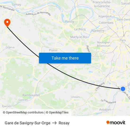 Gare de Savigny-Sur-Orge to Rosay map