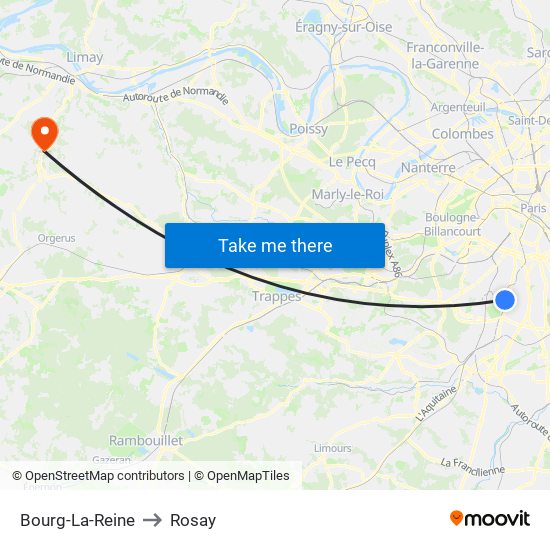 Bourg-La-Reine to Rosay map