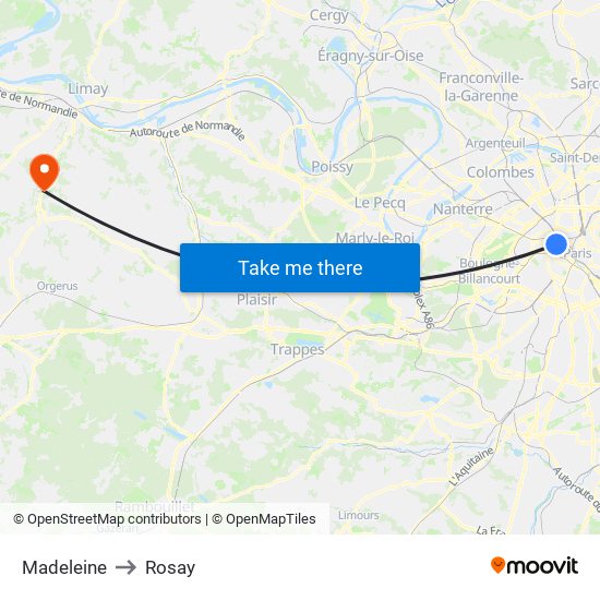 Madeleine to Rosay map