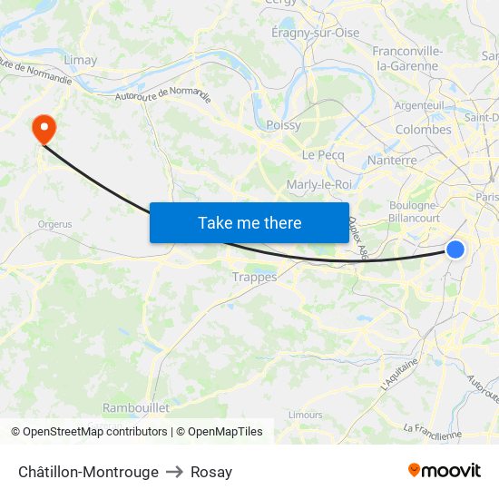 Châtillon-Montrouge to Rosay map