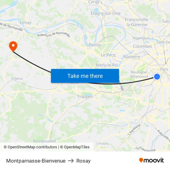 Montparnasse-Bienvenue to Rosay map