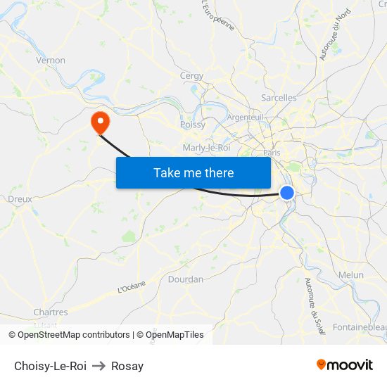 Choisy-Le-Roi to Rosay map