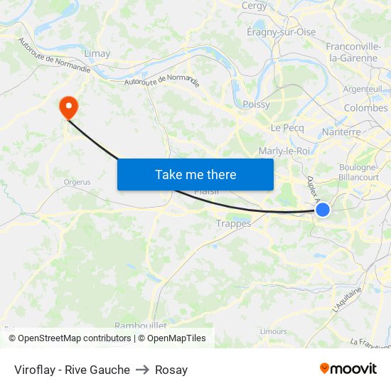 Viroflay - Rive Gauche to Rosay map