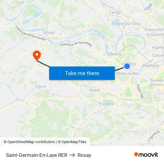 Saint-Germain-En-Laye RER to Rosay map