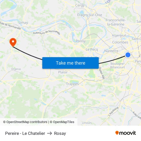 Pereire - Le Chatelier to Rosay map