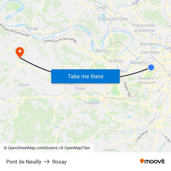 Pont de Neuilly to Rosay map