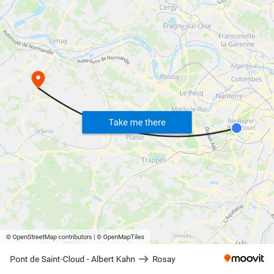 Pont de Saint-Cloud - Albert Kahn to Rosay map
