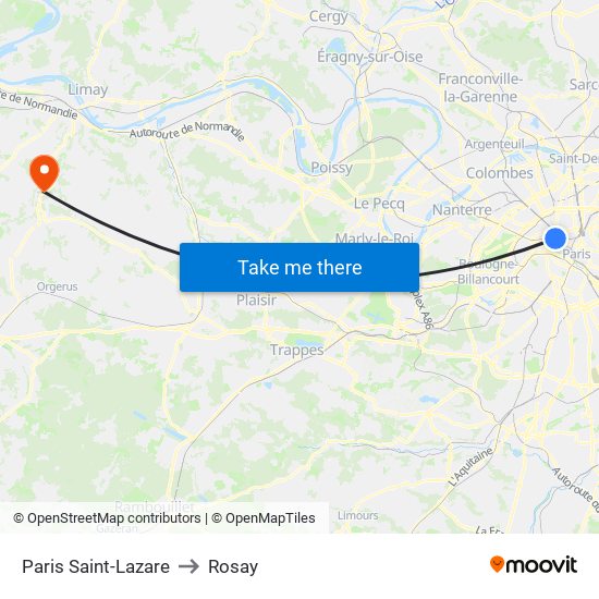 Paris Saint-Lazare to Rosay map