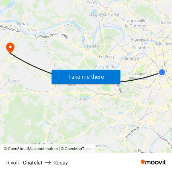 Rivoli - Châtelet to Rosay map