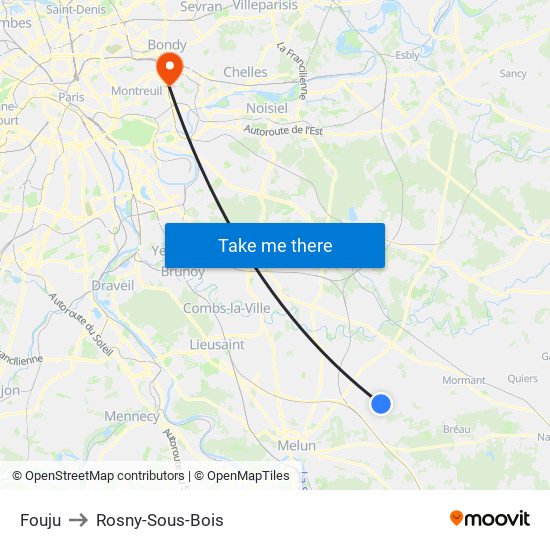 Fouju to Rosny-Sous-Bois map