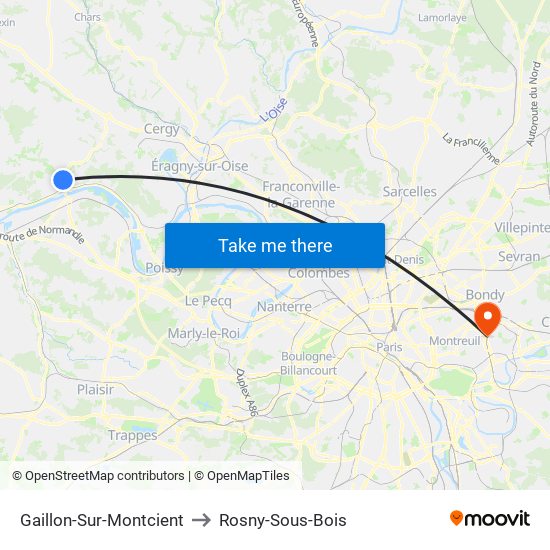 Gaillon-Sur-Montcient to Rosny-Sous-Bois map