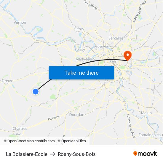 La Boissiere-Ecole to Rosny-Sous-Bois map