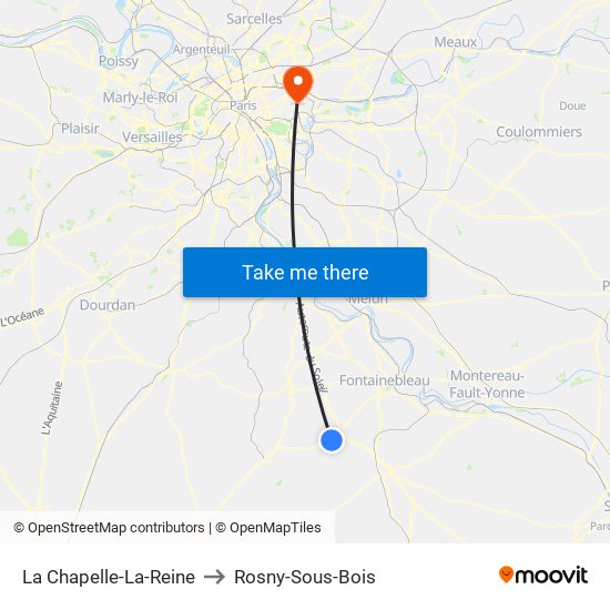 La Chapelle-La-Reine to Rosny-Sous-Bois map