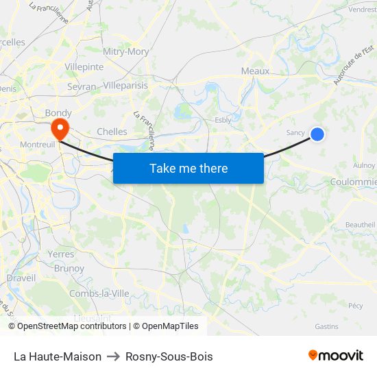 La Haute-Maison to Rosny-Sous-Bois map