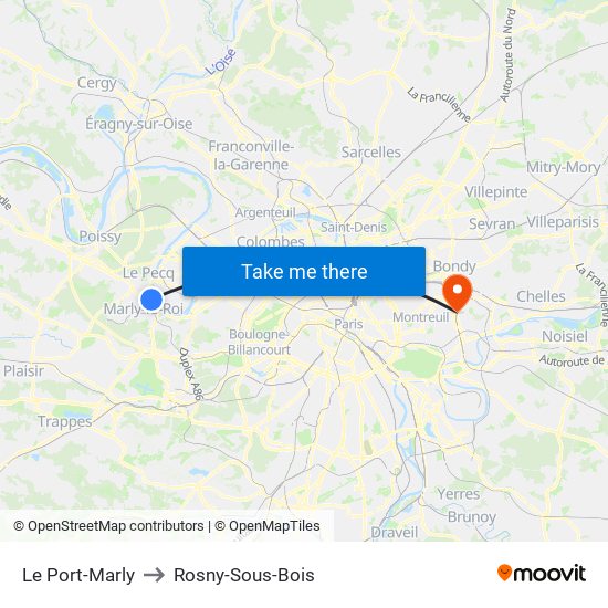 Le Port-Marly to Rosny-Sous-Bois map