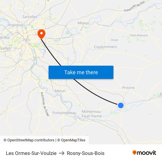 Les Ormes-Sur-Voulzie to Rosny-Sous-Bois map
