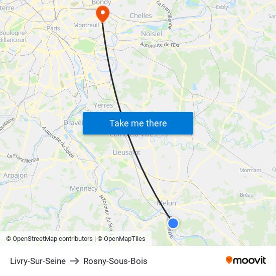 Livry-Sur-Seine to Rosny-Sous-Bois map