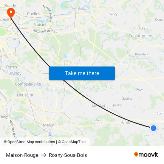 Maison-Rouge to Rosny-Sous-Bois map