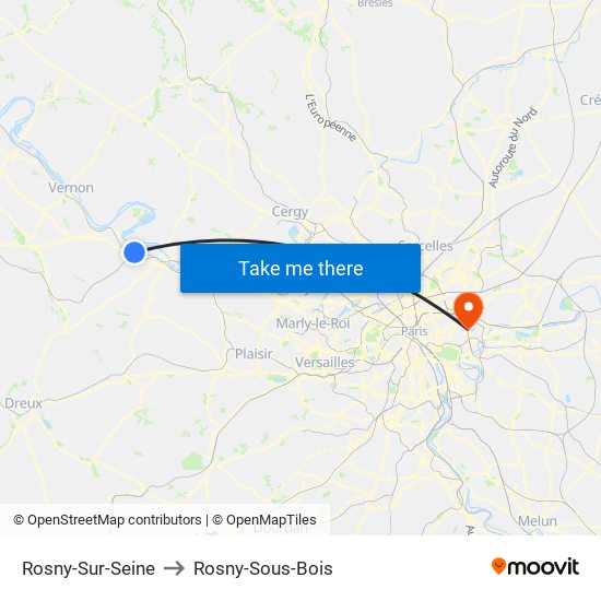 Rosny-Sur-Seine to Rosny-Sous-Bois map