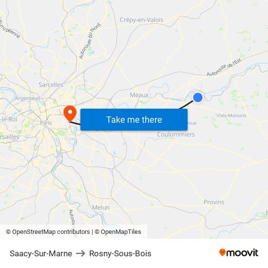 Saacy-Sur-Marne to Rosny-Sous-Bois map