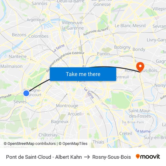 Pont de Saint-Cloud - Albert Kahn to Rosny-Sous-Bois map