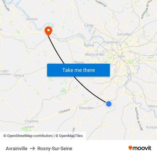 Avrainville to Rosny-Sur-Seine map