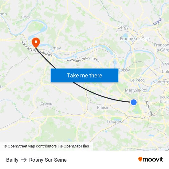 Bailly to Rosny-Sur-Seine map