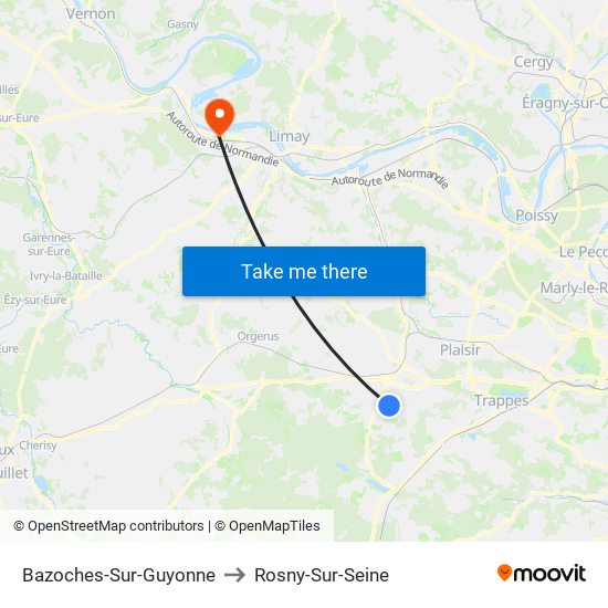 Bazoches-Sur-Guyonne to Rosny-Sur-Seine map