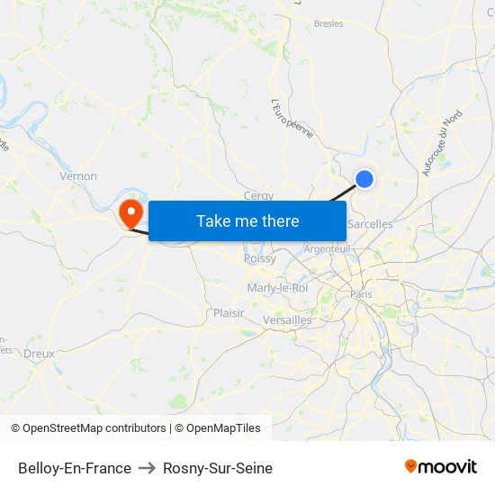 Belloy-En-France to Rosny-Sur-Seine map