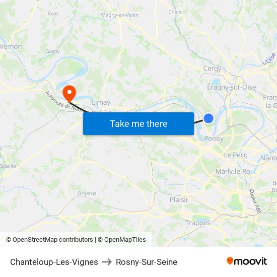 Chanteloup-Les-Vignes to Rosny-Sur-Seine map