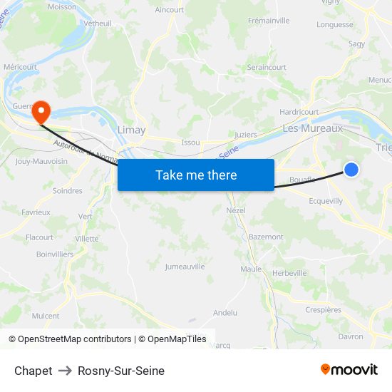 Chapet to Rosny-Sur-Seine map