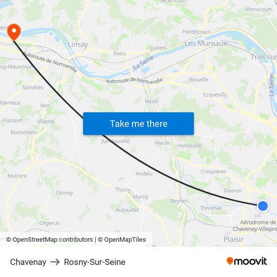 Chavenay to Rosny-Sur-Seine map