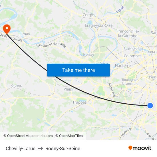 Chevilly-Larue to Rosny-Sur-Seine map