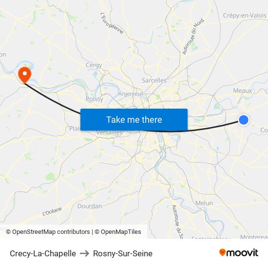 Crecy-La-Chapelle to Rosny-Sur-Seine map