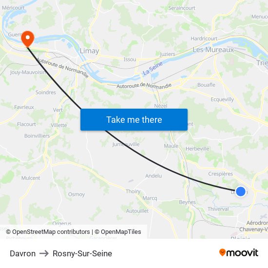 Davron to Rosny-Sur-Seine map