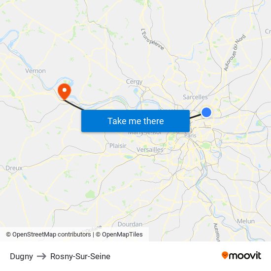 Dugny to Rosny-Sur-Seine map