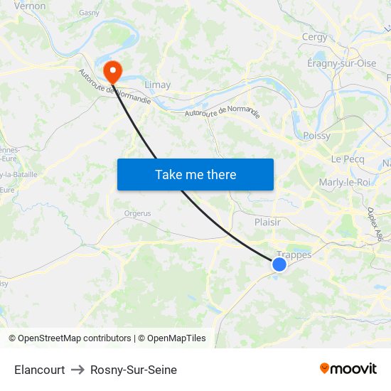 Elancourt to Rosny-Sur-Seine map