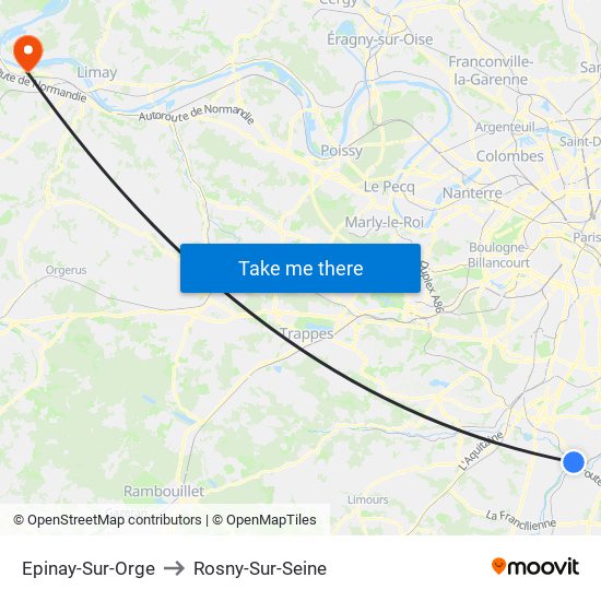 Epinay-Sur-Orge to Rosny-Sur-Seine map