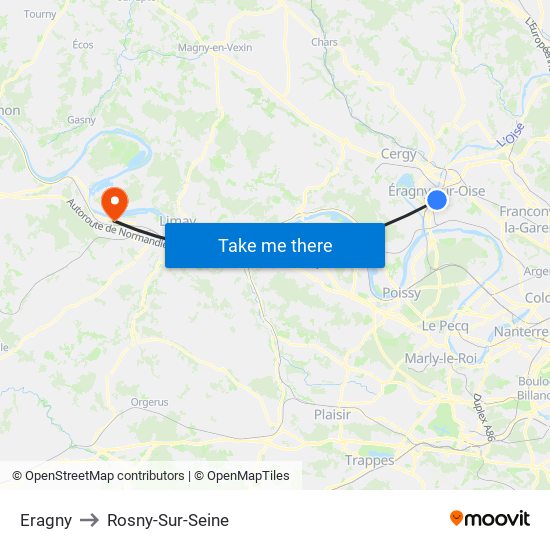 Eragny to Rosny-Sur-Seine map