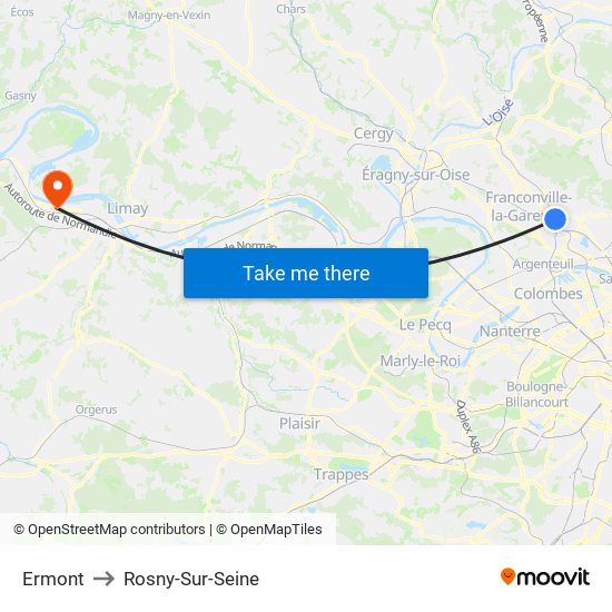 Ermont to Rosny-Sur-Seine map