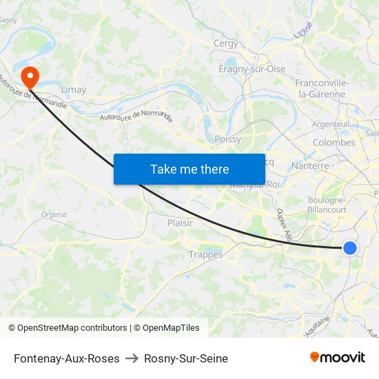 Fontenay-Aux-Roses to Rosny-Sur-Seine map