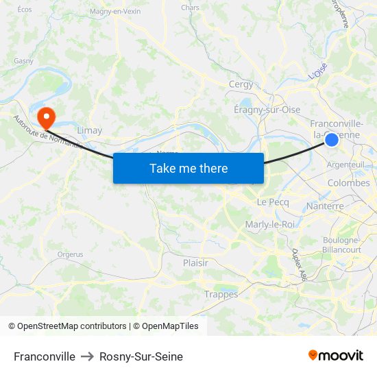 Franconville to Rosny-Sur-Seine map