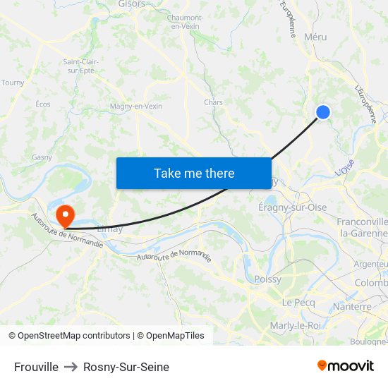 Frouville to Rosny-Sur-Seine map