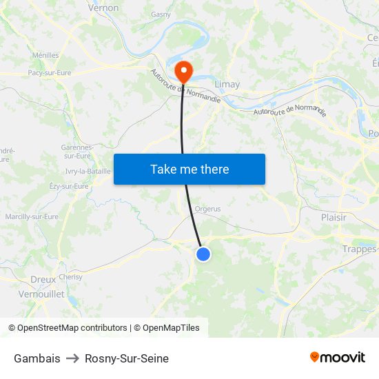 Gambais to Rosny-Sur-Seine map