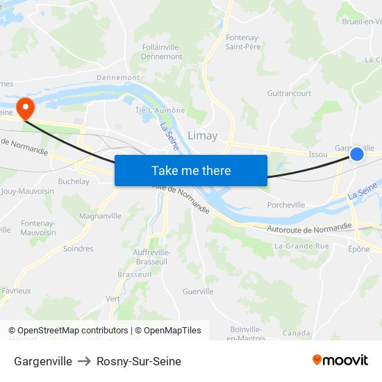 Gargenville to Rosny-Sur-Seine map