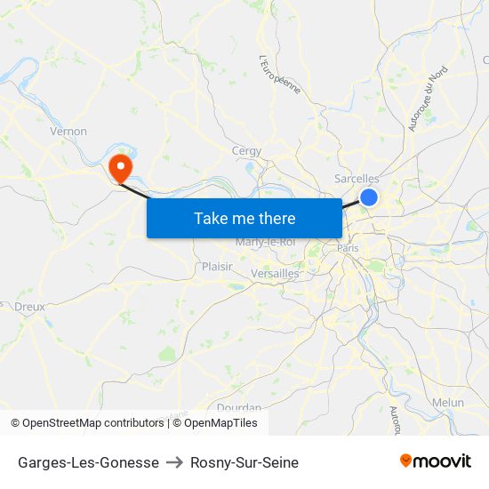 Garges-Les-Gonesse to Rosny-Sur-Seine map