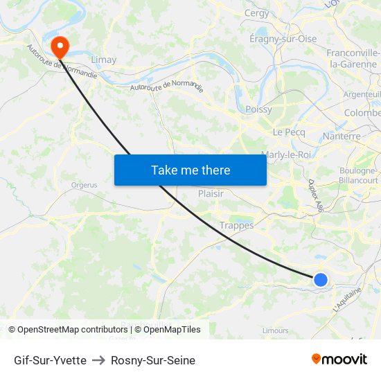 Gif-Sur-Yvette to Rosny-Sur-Seine map