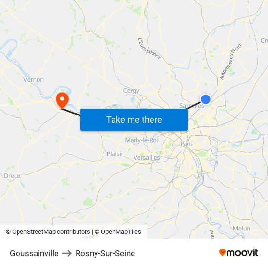 Goussainville to Rosny-Sur-Seine map